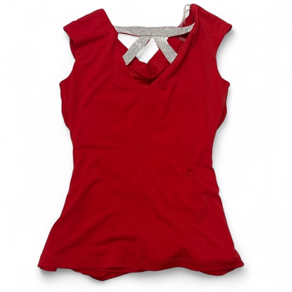 Y2K Vintage BCX Black Blouse Cowl Neck Beaded Red Women S Fairy Christmas Top - Picture 2 of 5